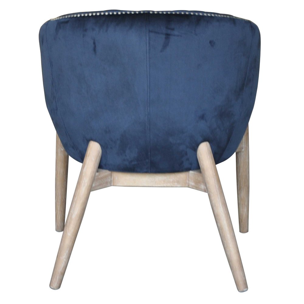28" Blue And Brown Velvet Arm Chair HomeRoots