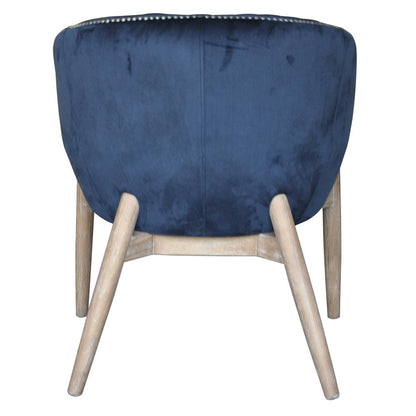 28" Blue And Brown Velvet Arm Chair HomeRoots