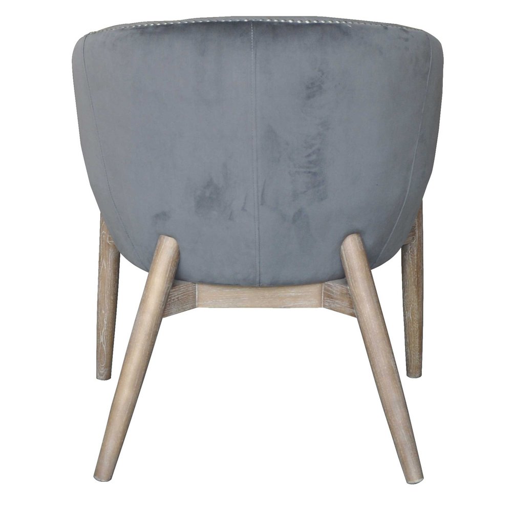 28" Gray And Brown Velvet Arm Chair HomeRoots