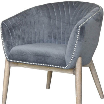 28" Gray And Brown Velvet Arm Chair HomeRoots
