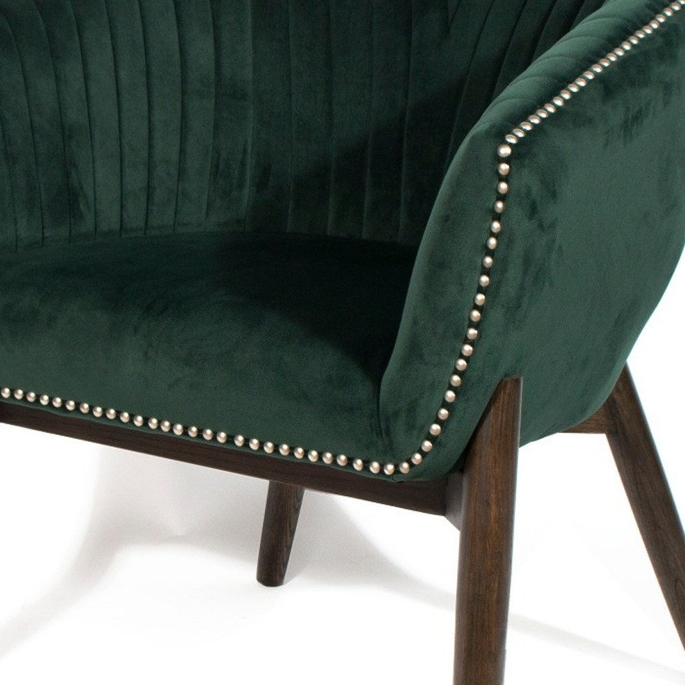28" Green And Brown Velvet Arm Chair HomeRoots
