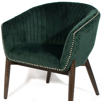 28" Green And Brown Velvet Arm Chair HomeRoots