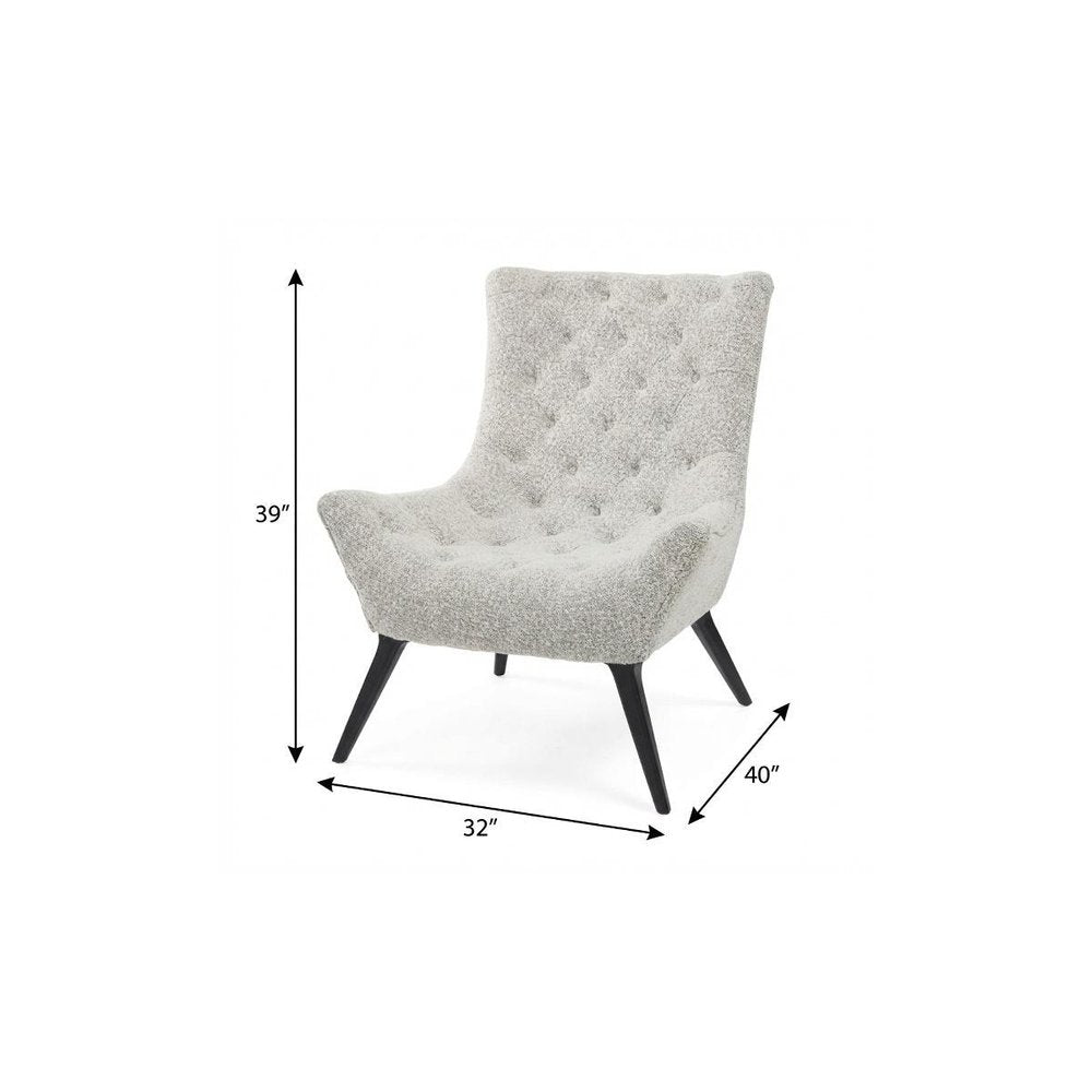 32" Gray and Black Tufted Boucle Lounge Chair HomeRoots