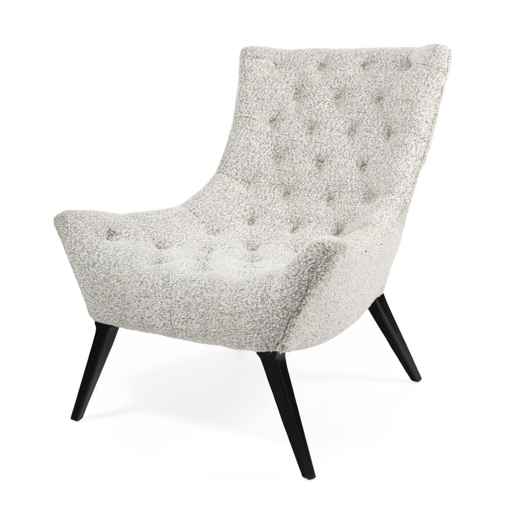 32" Gray and Black Tufted Boucle Lounge Chair HomeRoots