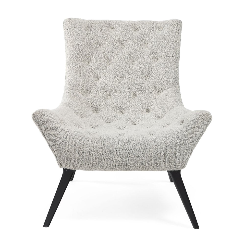 32" Gray and Black Tufted Boucle Lounge Chair HomeRoots