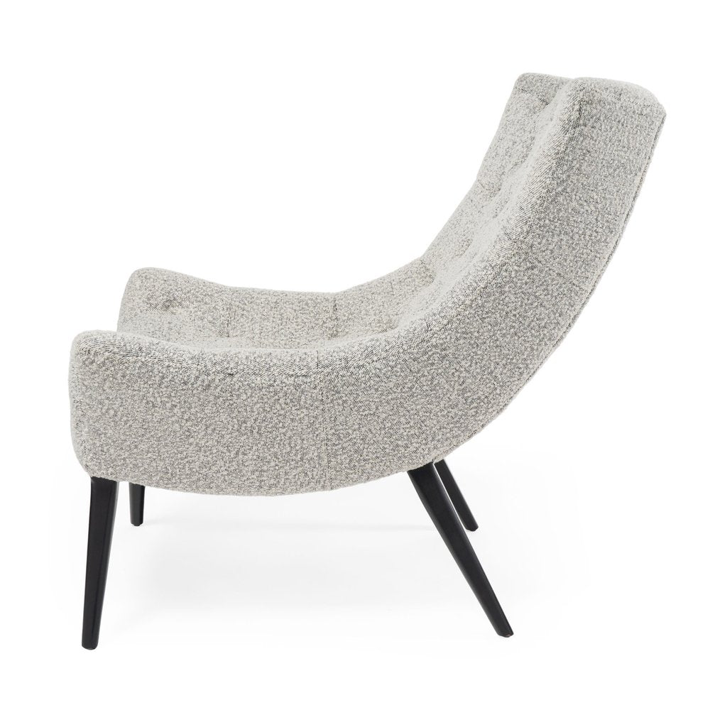 32" Gray and Black Tufted Boucle Lounge Chair HomeRoots