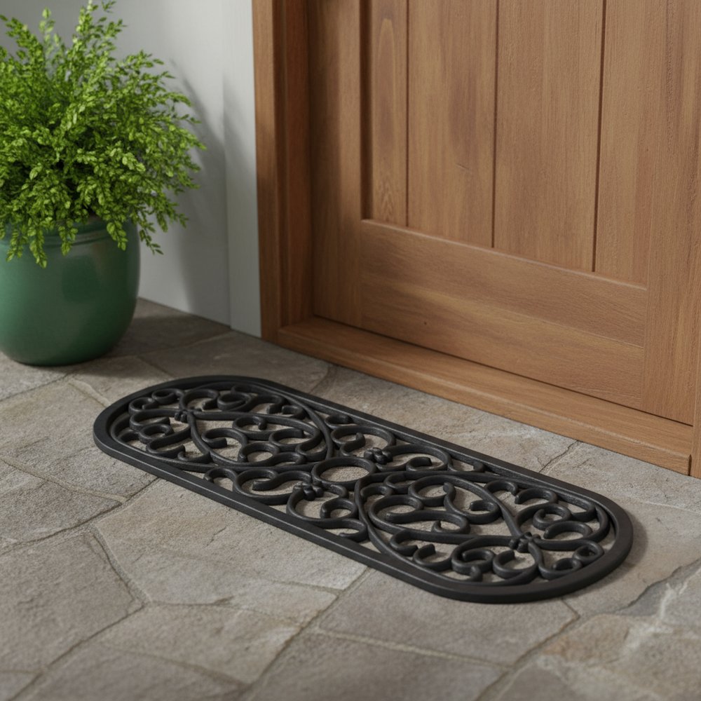 10" X 30" Black Rubber Outdoor Door Mat — view 8