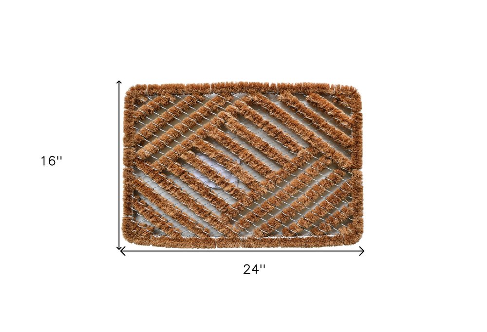 16" X 24" Brown Coir Geometric Outdoor Door Mat — view 3