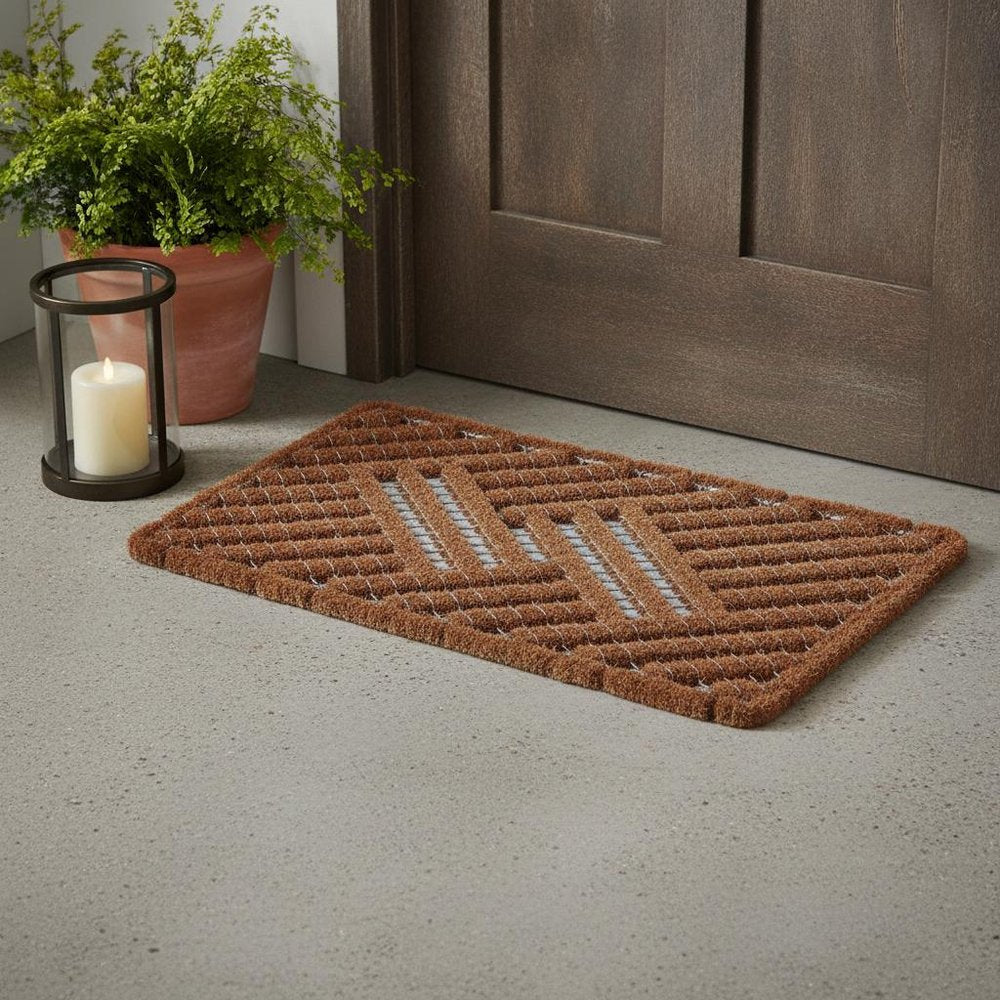 18" X 30" Brown Coir Geometric Outdoor Door Mat — view 5