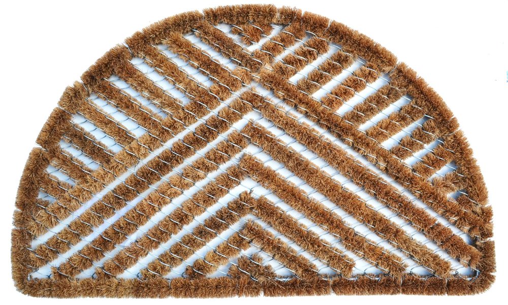 18" X 30" Brown Coir Geometric Outdoor Semi Circle Door Mat — view 1