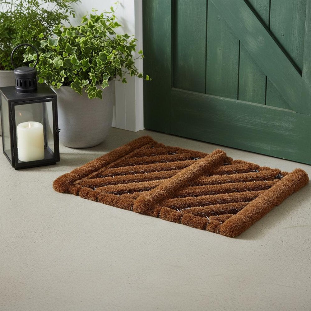 12" X 14" Brown Coir Geometric Outdoor Boot Scraper — view 7