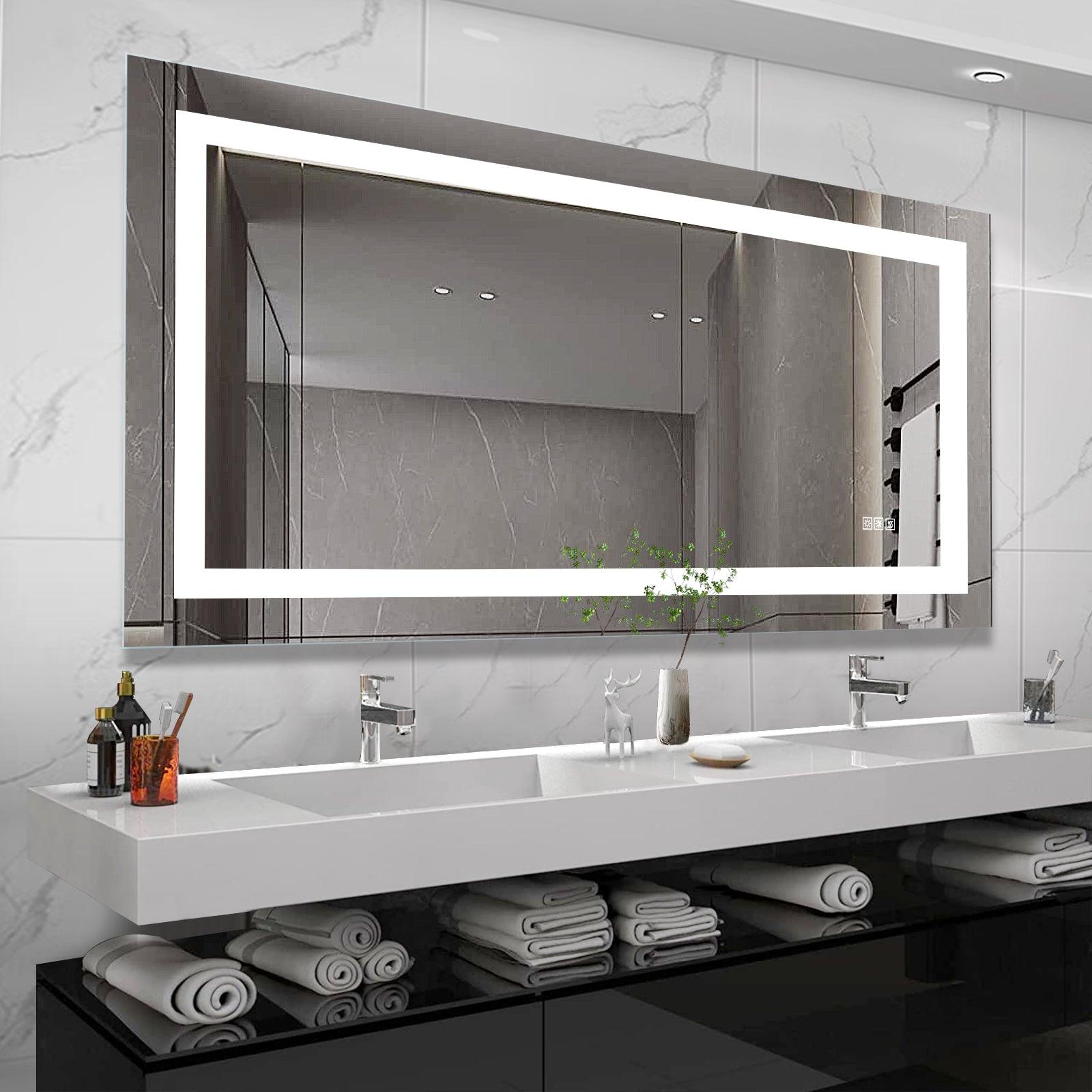 LED Bathroom Mirror 72x36 Inch with lights, anti-Fog & Dimming Led Bathroom Vanity Mirror - FurniFindUSA