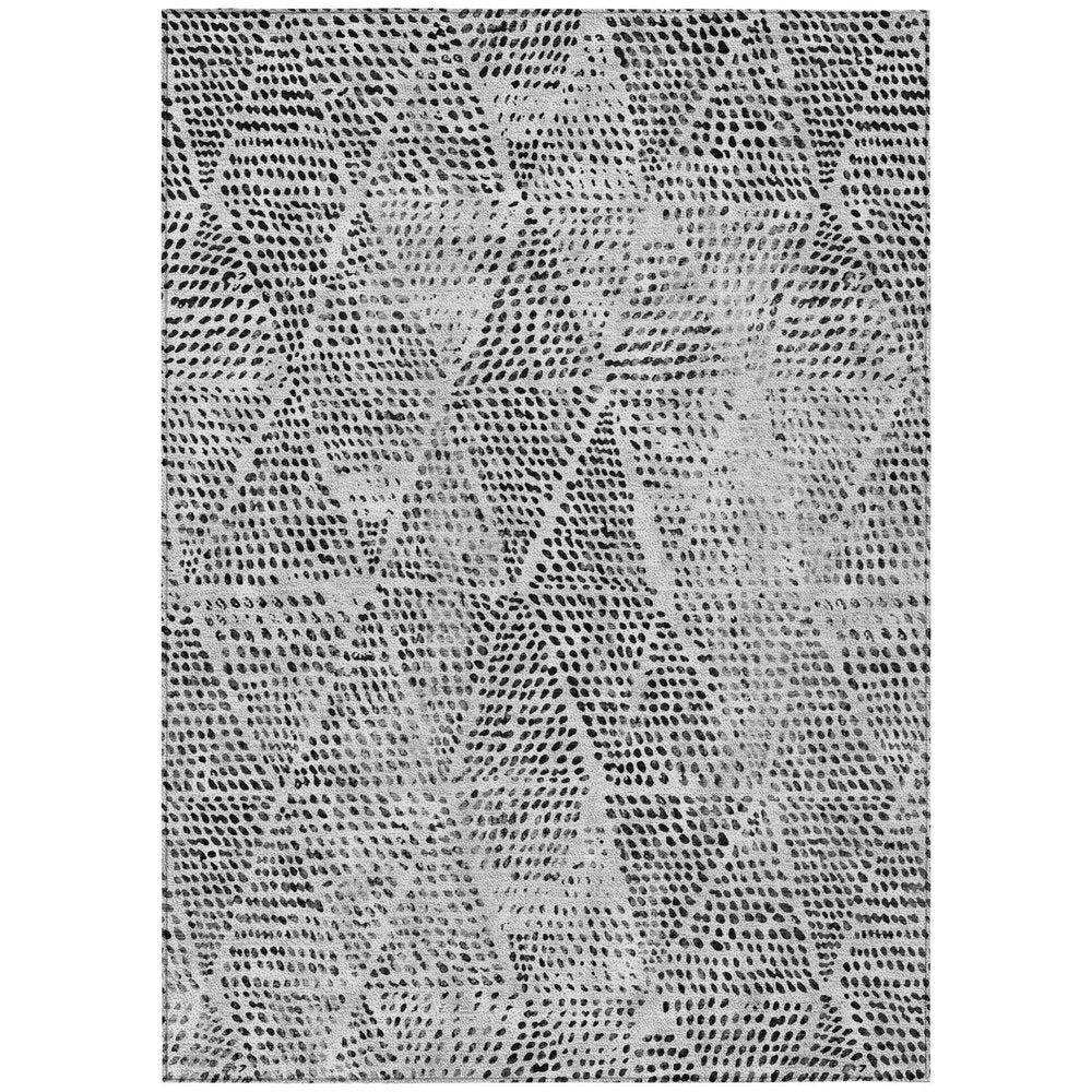 10' X 14' Pewter Charcoal And Ivory Geometric Washable Indoor Outdoor Area Rug HomeRoots