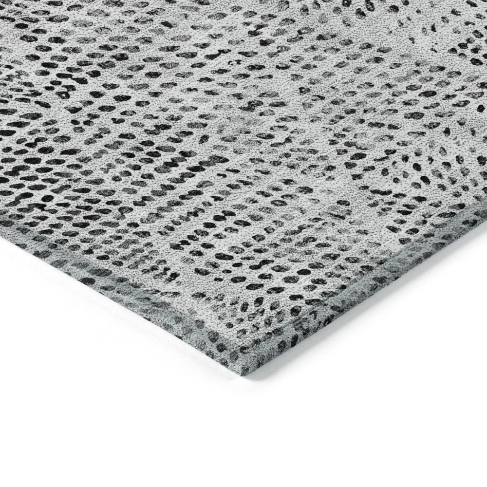 10' X 14' Pewter Charcoal And Ivory Geometric Washable Indoor Outdoor Area Rug HomeRoots