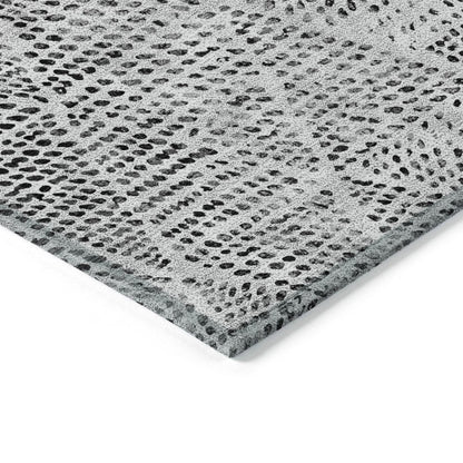 10' X 14' Pewter Charcoal And Ivory Geometric Washable Indoor Outdoor Area Rug HomeRoots