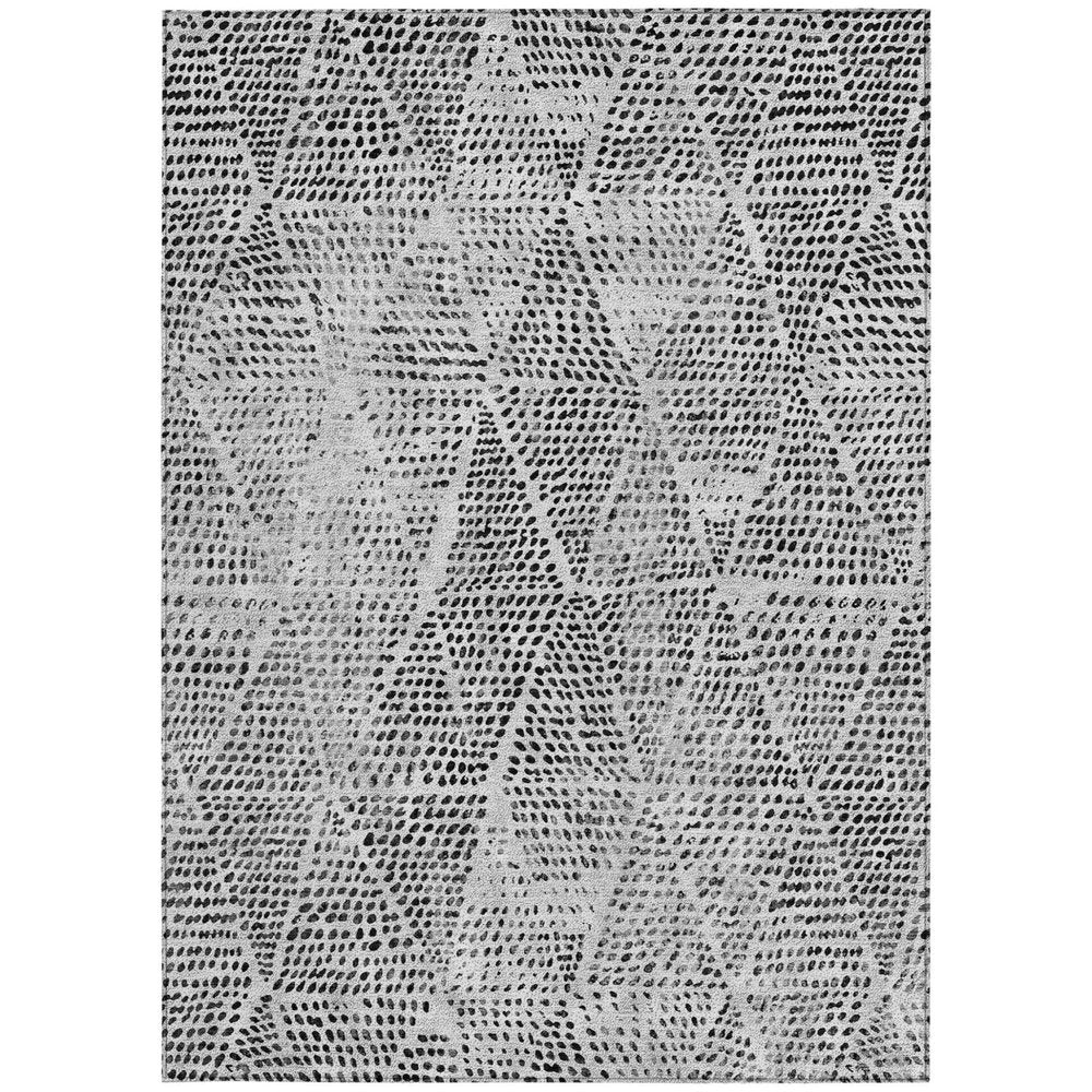 10' X 14' Pewter Charcoal And Ivory Geometric Washable Indoor Outdoor Area Rug HomeRoots