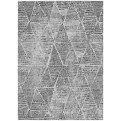 10' X 14' Pewter Charcoal And Ivory Geometric Washable Indoor Outdoor Area Rug HomeRoots