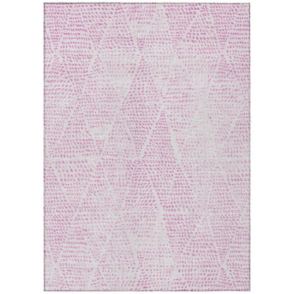 3' X 5' Pink And Ivory Geometric Washable Indoor Outdoor Area Rug HomeRoots