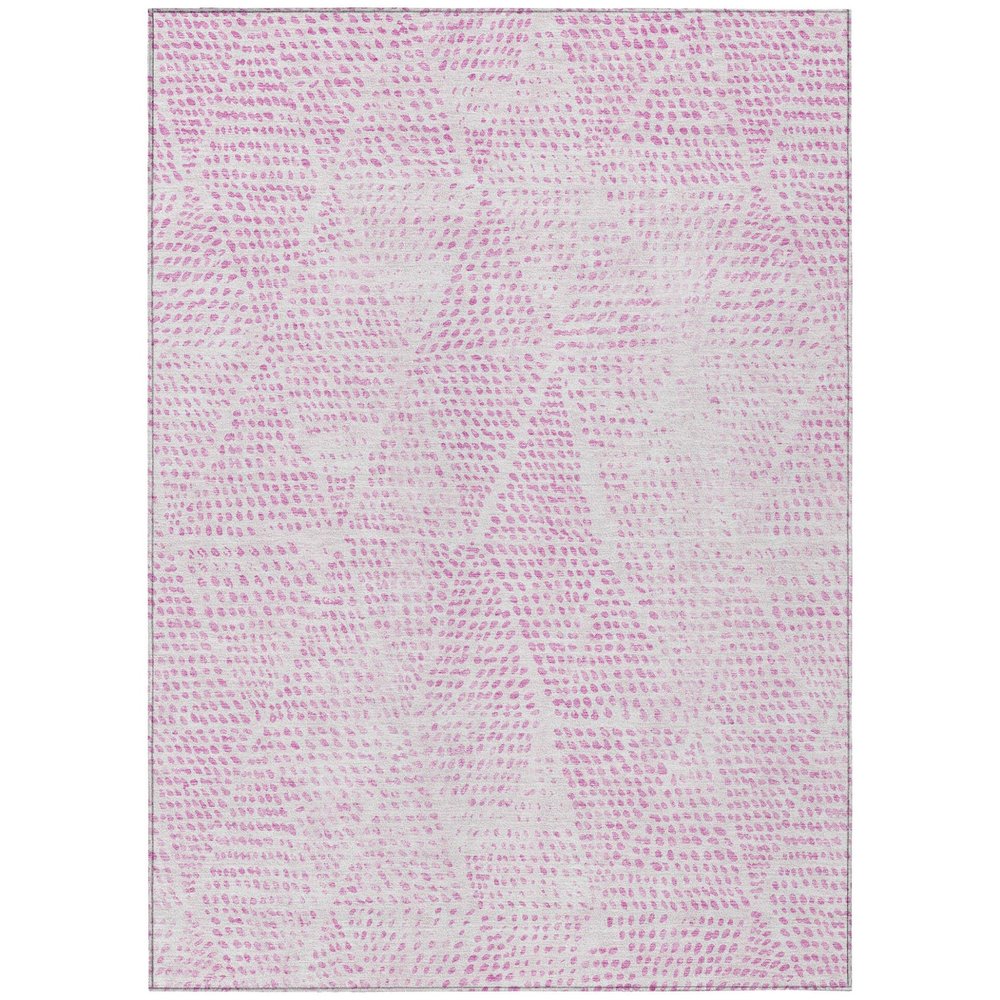 3' X 5' Pink And Ivory Geometric Washable Indoor Outdoor Area Rug HomeRoots