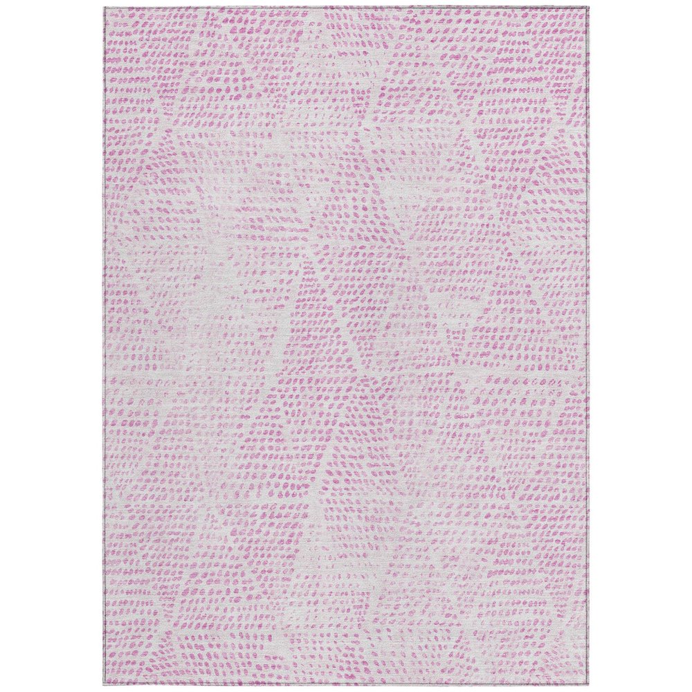 3' X 5' Pink And Ivory Geometric Washable Indoor Outdoor Area Rug HomeRoots
