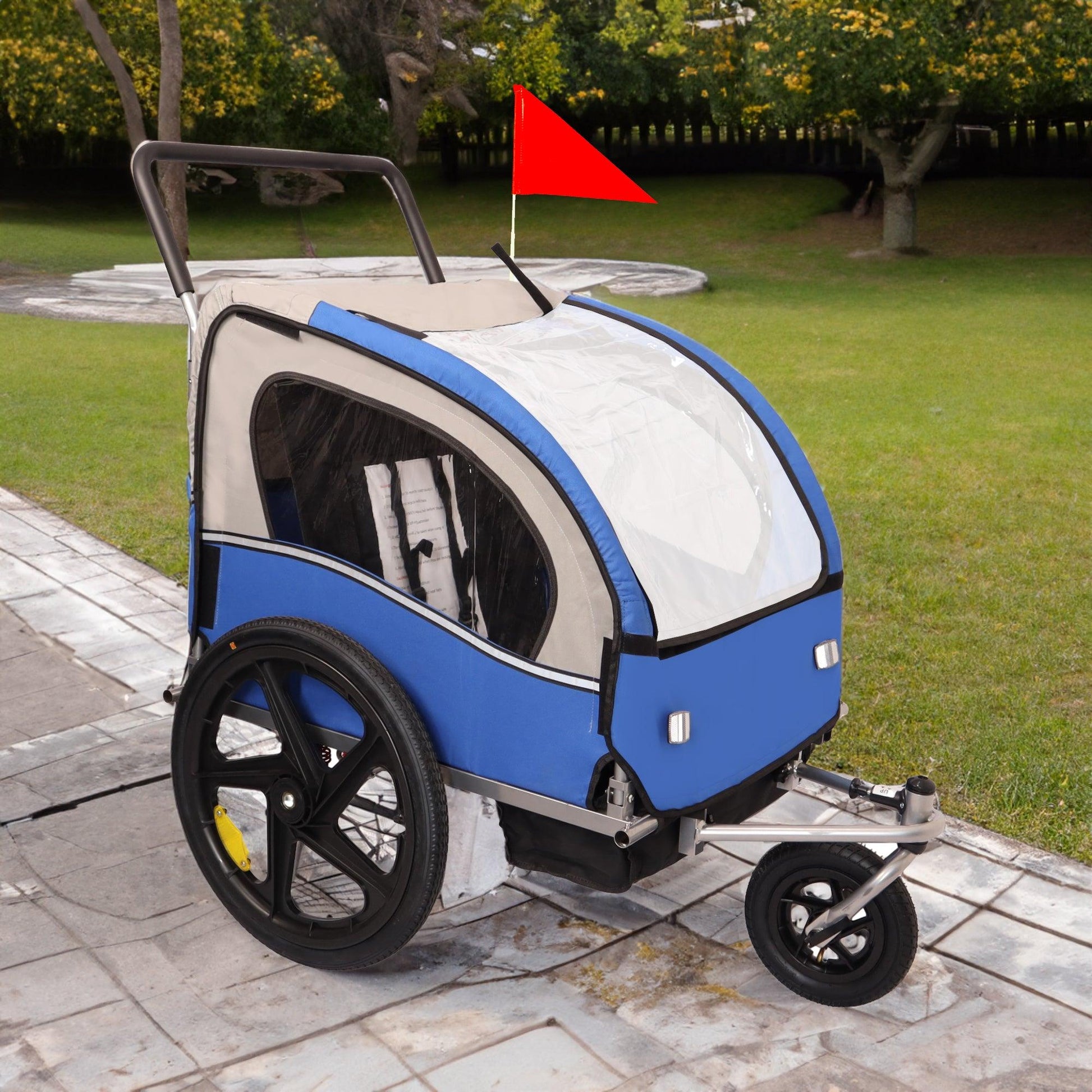 2-in-1 Double 2 Seat Bicycle Bike Trailer Jogger Stroller for Kids Children - FurniFindUSA