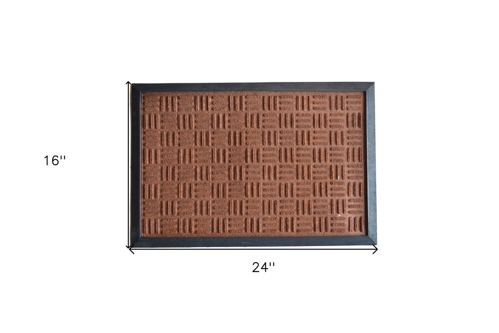 16" X 24" Brown Synthetic Fiber Abstract Outdoor Door Mat — view 2