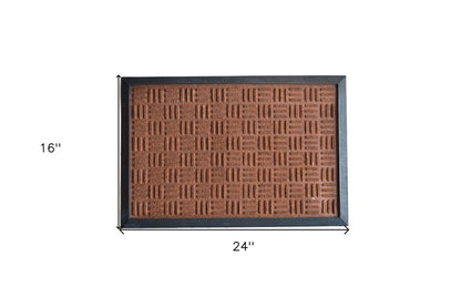 16" X 24" Brown Synthetic Fiber Abstract Outdoor Door Mat