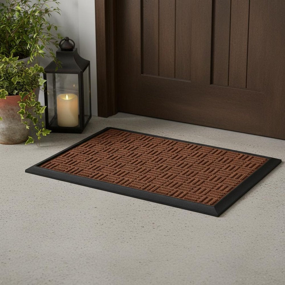 16" X 24" Brown Synthetic Fiber Abstract Outdoor Door Mat — view 5
