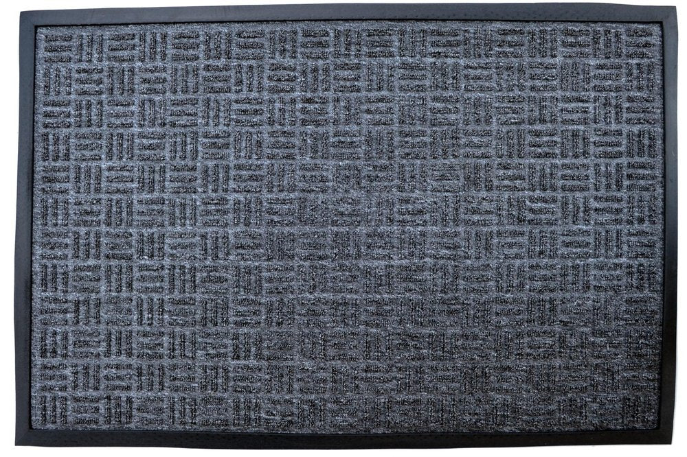 24" X 36" Gray Synthetic Fiber Abstract Outdoor Door Mat