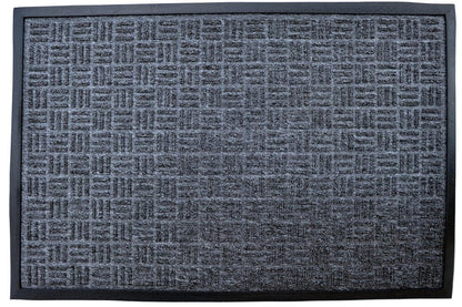 24" X 36" Gray Synthetic Fiber Abstract Outdoor Door Mat