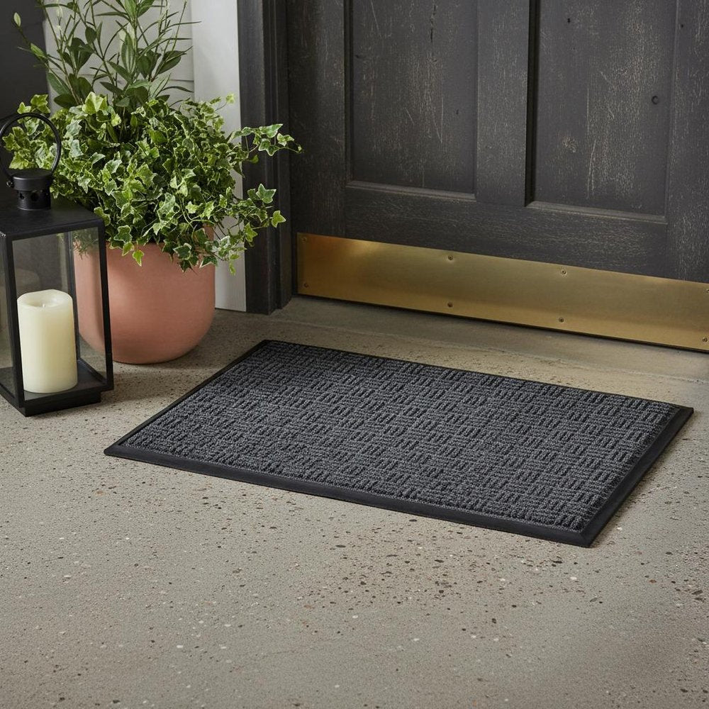 24" X 36" Gray Synthetic Fiber Abstract Outdoor Door Mat — view 5