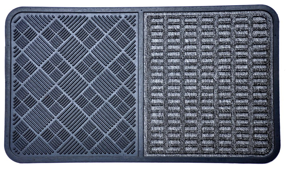 16" X 28" Gray Synthetic Fiber Abstract Outdoor Door Mat — view 1