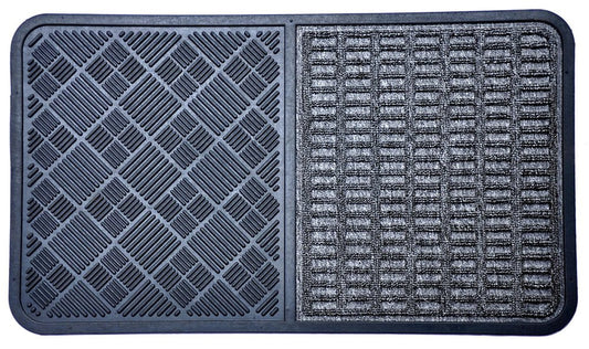 16" X 28" Gray Synthetic Fiber Abstract Outdoor Door Mat