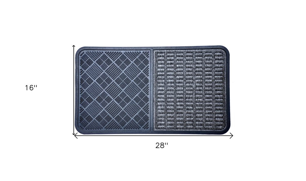 16" X 28" Gray Synthetic Fiber Abstract Outdoor Door Mat — view 2