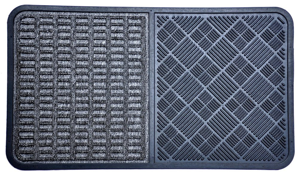 16" X 28" Gray Synthetic Fiber Abstract Outdoor Door Mat — view 3