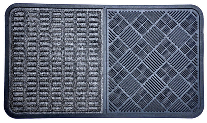 16" X 28" Gray Synthetic Fiber Abstract Outdoor Door Mat
