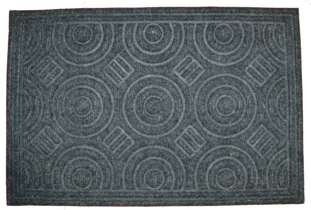 16" X 27" Gray Synthetic Fiber Abstract Outdoor Door Mat — view 1