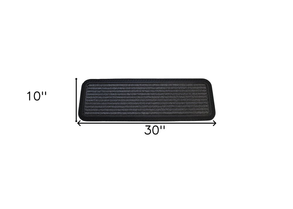 10" X 30" Gray Synthetic Fiber Striped Outdoor Door Mat — view 3