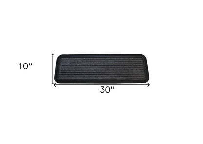 10" X 30" Gray Synthetic Fiber Striped Outdoor Door Mat