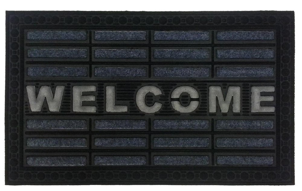 18" X 30" Gray Synthetic Fiber Abstract Outdoor Door Mat — view 1