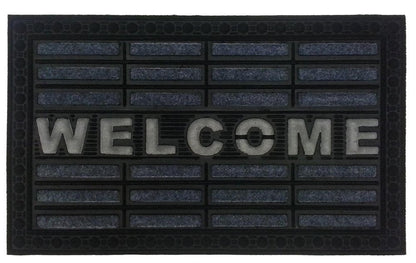 18" X 30" Gray Synthetic Fiber Abstract Outdoor Door Mat