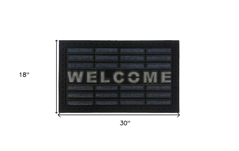18" X 30" Gray Synthetic Fiber Abstract Outdoor Door Mat — view 2