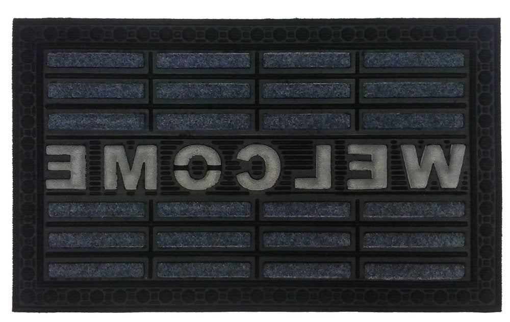 18" X 30" Gray Synthetic Fiber Abstract Outdoor Door Mat — view 3