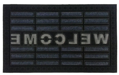 18" X 30" Gray Synthetic Fiber Abstract Outdoor Door Mat