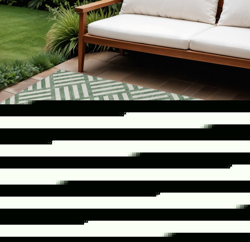 8' X 10' Green And Ivory Geometric Washable Indoor Outdoor Area Rug HomeRoots