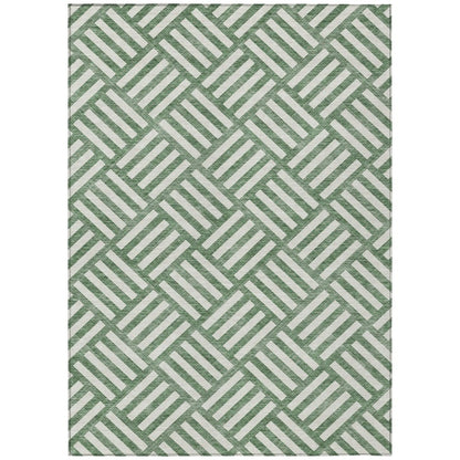 8' X 10' Green And Ivory Geometric Washable Indoor Outdoor Area Rug HomeRoots
