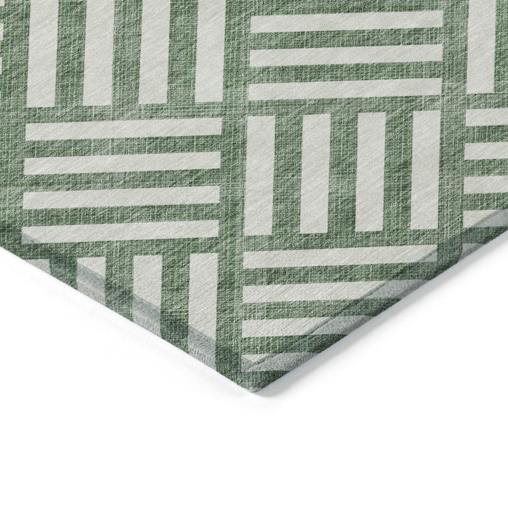 8' X 10' Green And Ivory Geometric Washable Indoor Outdoor Area Rug HomeRoots
