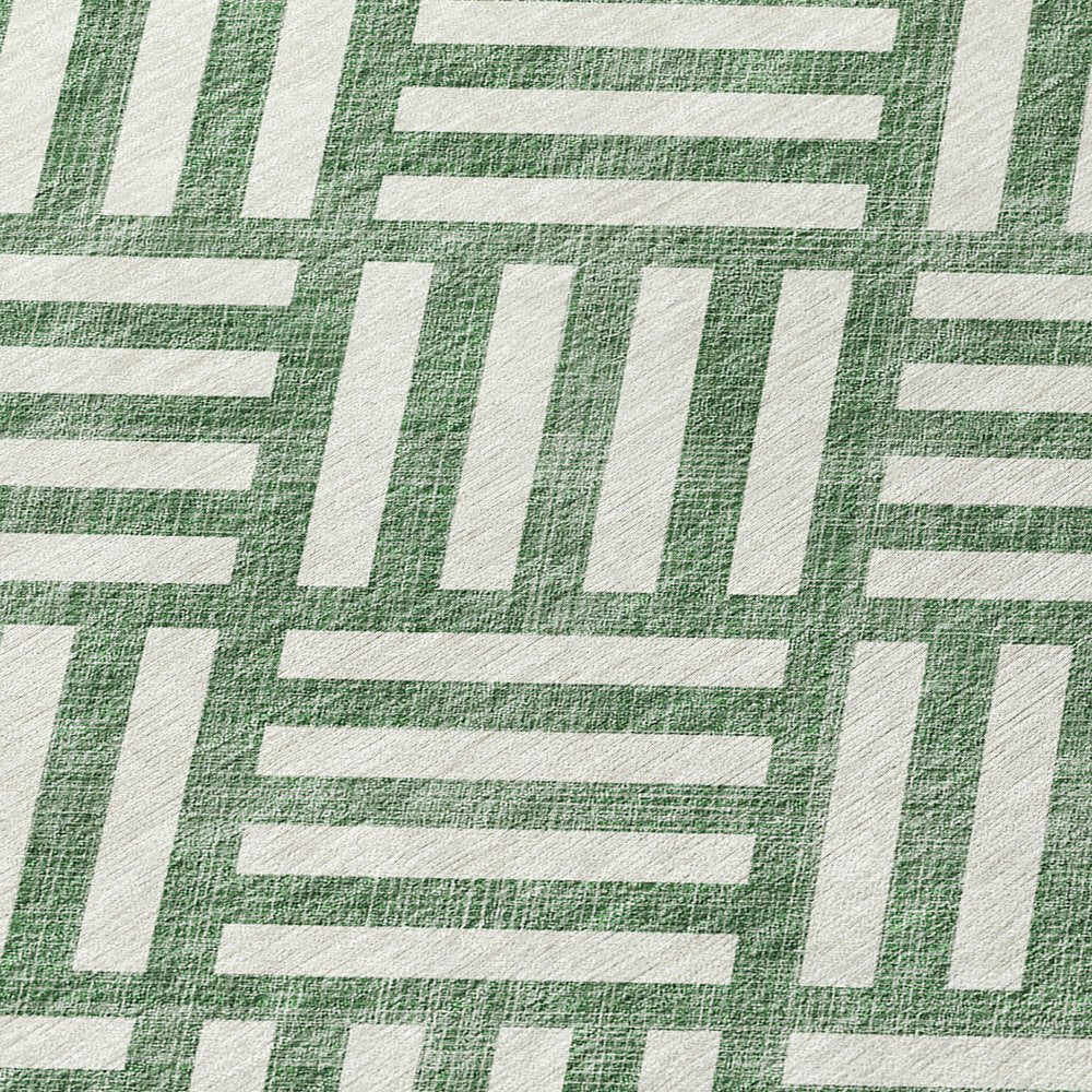 8' X 10' Green And Ivory Geometric Washable Indoor Outdoor Area Rug HomeRoots