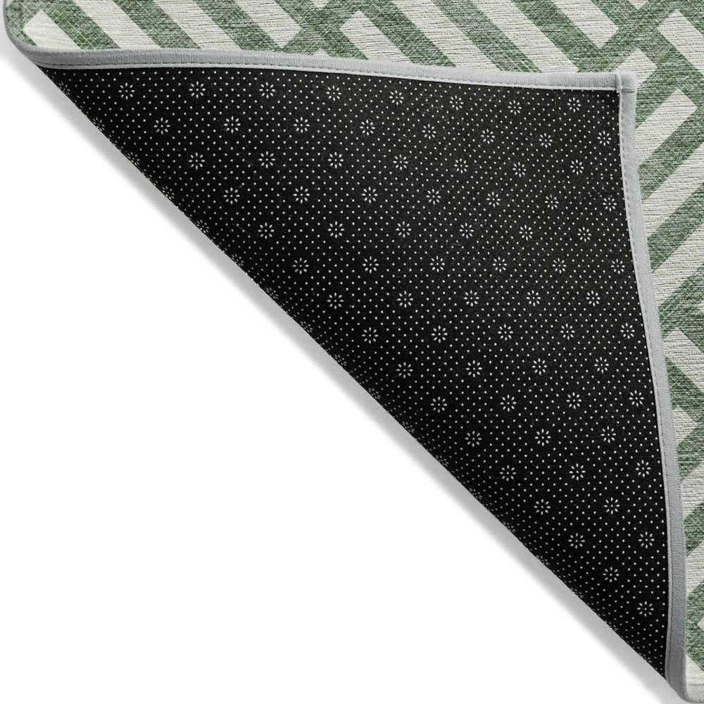8' X 10' Green And Ivory Geometric Washable Indoor Outdoor Area Rug — view 31