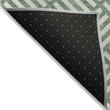 8' X 10' Green And Ivory Geometric Washable Indoor Outdoor Area Rug HomeRoots